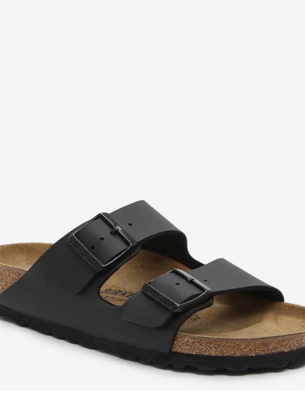 Birkenstock Black Two-Strap Cork Footbed Slide Sandal - Sz 39